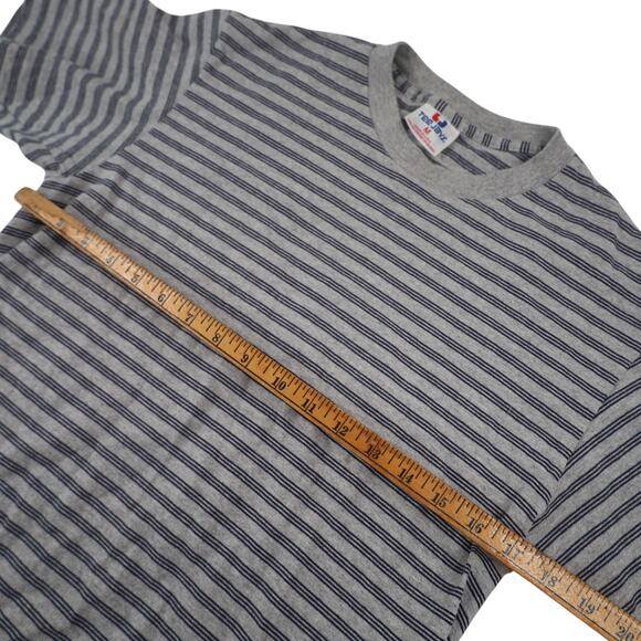 Vintage Tee Jays USA Made Striped Single Stitched Classic T Shirt - Picture 7 of 8